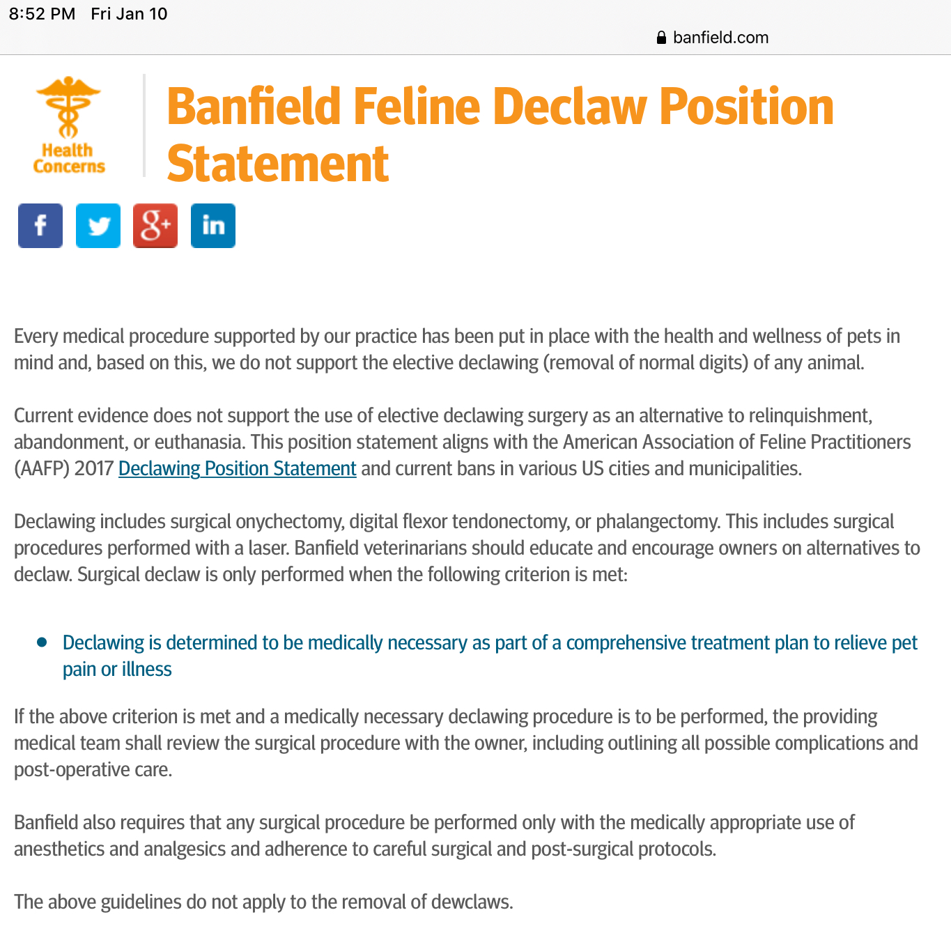 banfield declaw